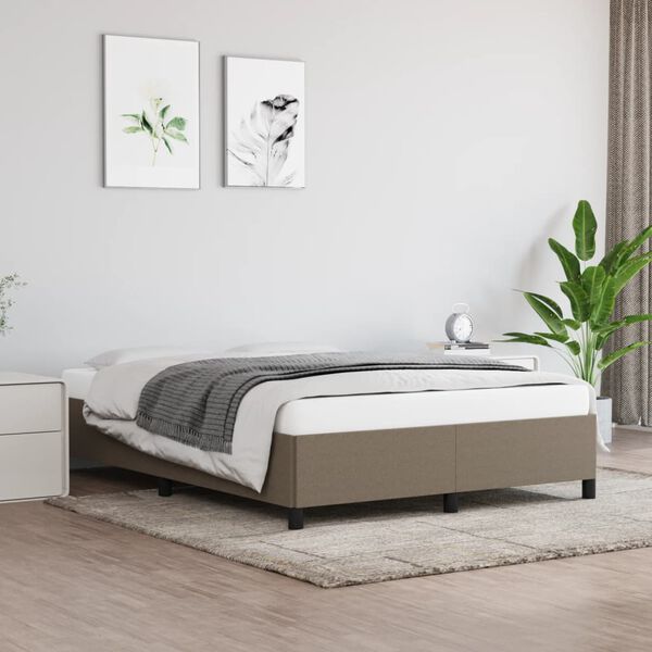 vidaXL Bedframe zonder matras stof taupe 140x200 cm