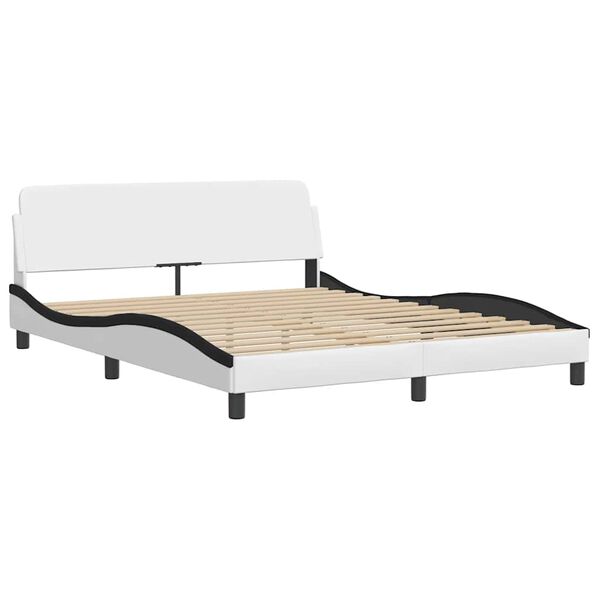 vidaXL Bedframe "Dover" kunstleer zwart en wit 160x200 cm
