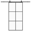 vidaXL Schuifdeur met beslagset 102x205 cm ESG glas zwart