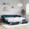 vidaXL Slaapbank met onderschuifbed en lades 80x200 cm fluweel blauw