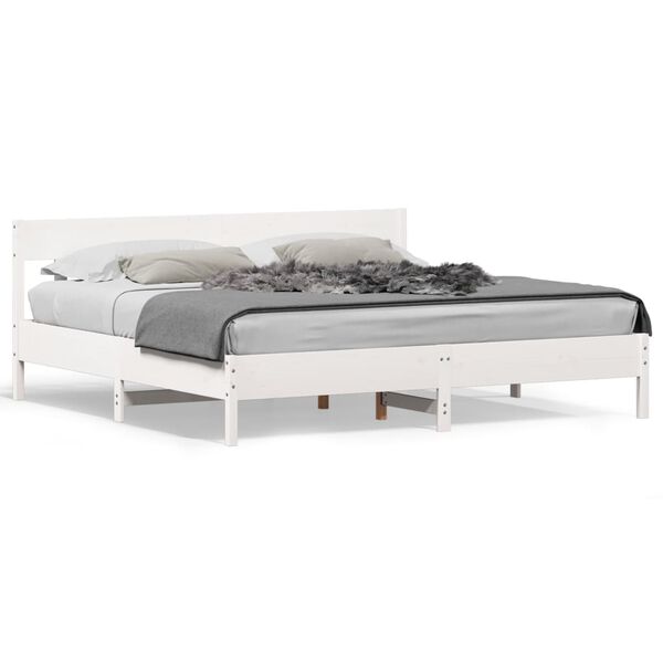 vidaXL Bedframe zonder matras massief grenenhout wit 200x200 cm