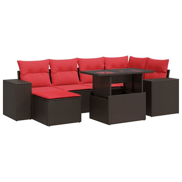 vidaXL 9-delige Loungeset met kussens poly rattan acacia bruin