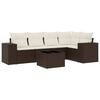 vidaXL 6-delige Loungeset met kussens poly rattan bruin