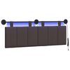 vidaXL Hangend hoofdbord Met LED-verlichting Donkerbruin Stof