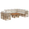 vidaXL Tuinbankenset 10 st Natuurlijk en Cr&egrave;me Wit poly rattan