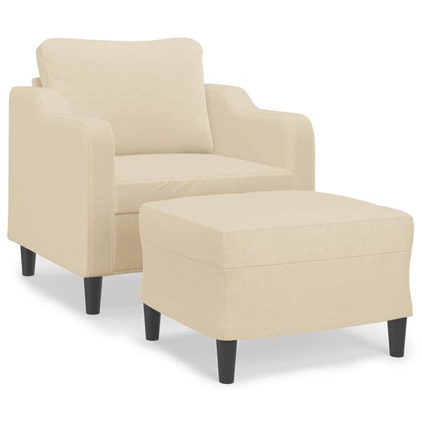 vidaXL Fauteuil met voetenbank 60 cm stof crèmekleurig