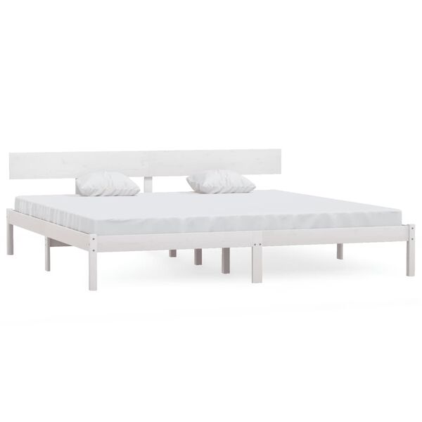 vidaXL Bedframe massief grenenhout wit 180x200 cm