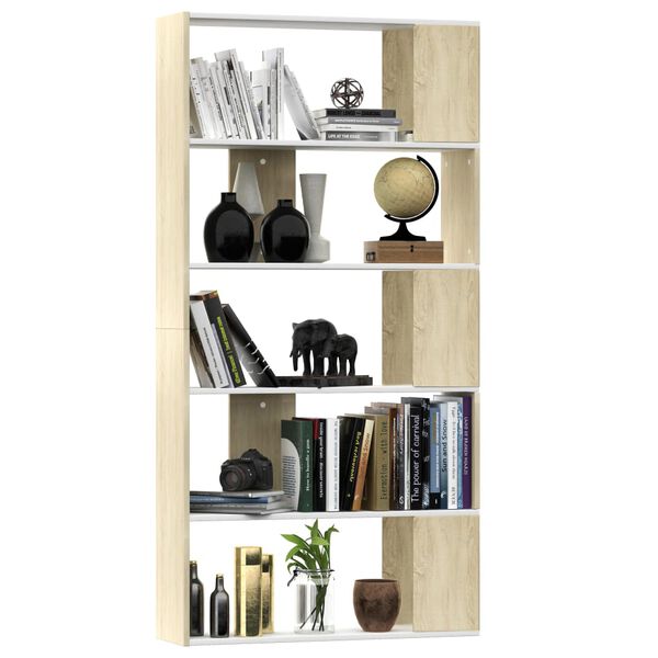 vidaXL Boekenkast/kamerscherm 80x24x159 cm wit en sonoma eikenkleurig
