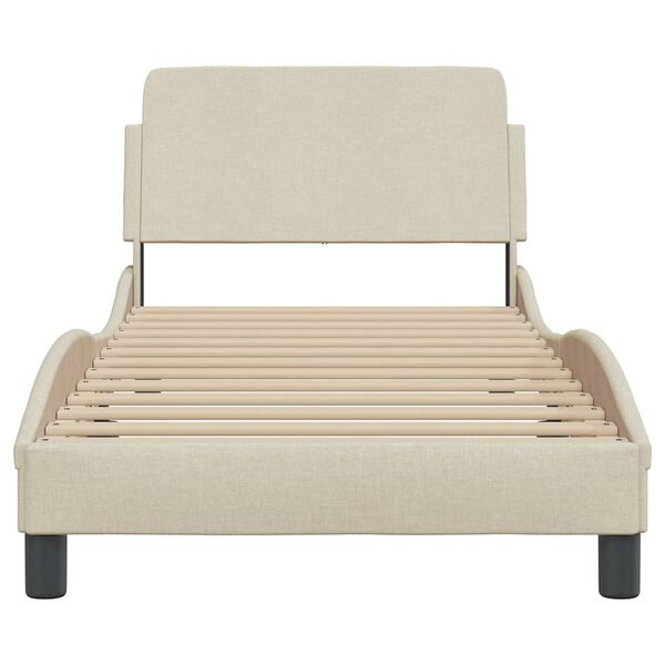 vidaXL Bedframe met hoofdeinde "Dover" 90x200 cm stof cr&egrave;me