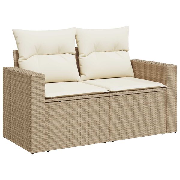 vidaXL Tuinbankenset met kussen 10 pcs Beige en Cr&egrave;me poly rattan