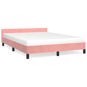 vidaXL Bedframe met hoofdeinde zonder matras 140x190 cm fluweel roze