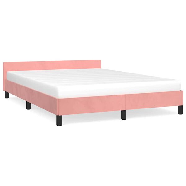vidaXL Bedframe met hoofdeinde zonder matras 140x190 cm fluweel roze