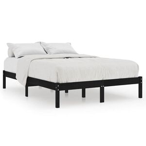 vidaXL Bedframe massief grenenhout zwart 140x190 cm