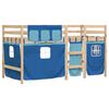 vidaXL Kinderhoogslaper met gordijnen 90x200 cm grenenhout blauw