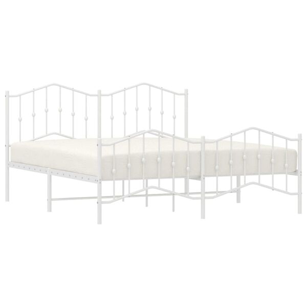 vidaXL Bedframe met hoofd- en voeteneinde metaal wit 183x213 cm