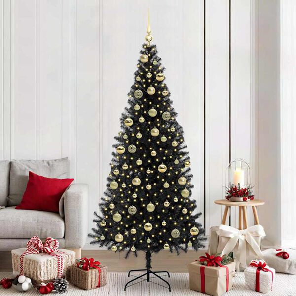 vidaXL Kerstboom met 300 LED met standaard Zwart 210 cm PVC