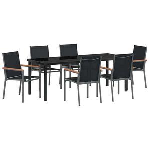 vidaXL Tuin eettafelset 7 st Zwart Poedercoating staal
