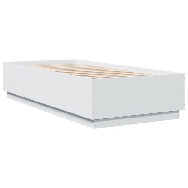 vidaXL Bedframe met LED-verlichting bewerkt hout wit 90x200 cm