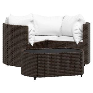 vidaXL 4-delige Loungeset met kussens poly rattan bruin