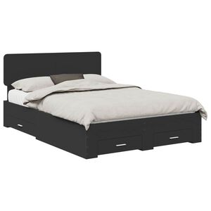 vidaXL Bedframe met hoofdeinde Zwart 140 x 190 cm Bewerkt hout
