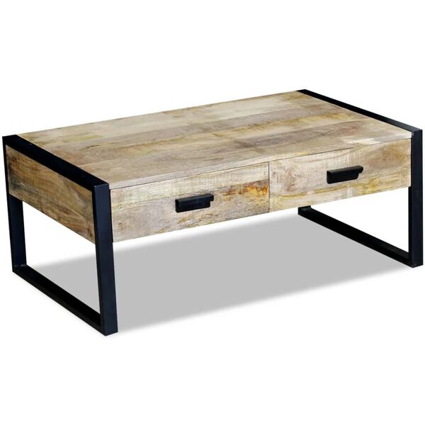 vidaXL Salontafel met 2 lades 100x60x40 cm massief mangohout
