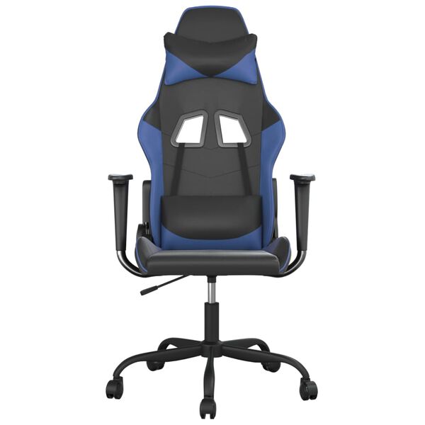 vidaXL Massage gamestoel kunstleer zwart en blauw