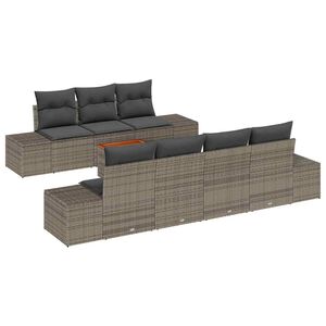 vidaXL Tuinbankenset met kussen 8 pcs Grijs poly rattan
