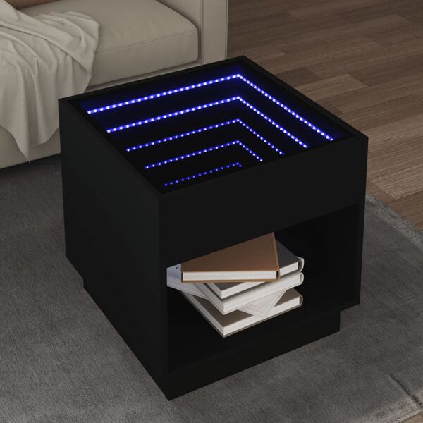 vidaXL Salontafel met Infinity LED 50x50x50 cm zwart