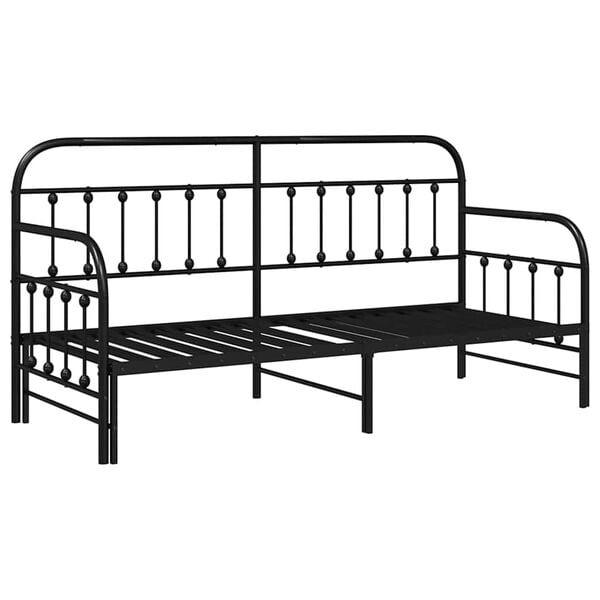 vidaXL Bedframe voor een daybed Zwart 75 x 190 cm Gepoedercoat staal