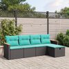 vidaXL 5-delige Loungeset met kussens poly rattan zwart