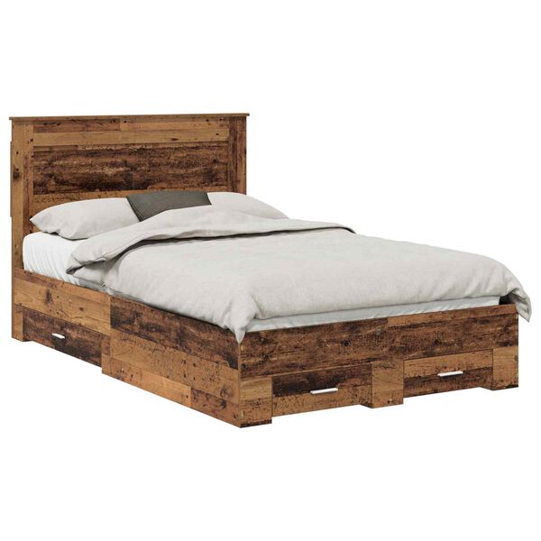 vidaXL Bedframe met lade met hoofdeinde met opslag Bewerkt hout