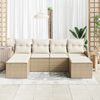 vidaXL Bankstel met kussen met opslag 6 pcs Beige en Wit poly rattan