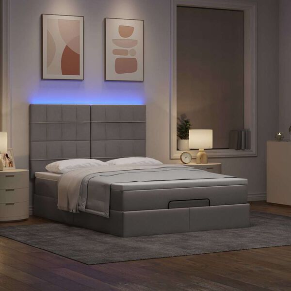 vidaXL Ottoman bed met matras en LED's 140x190cm stof taupe