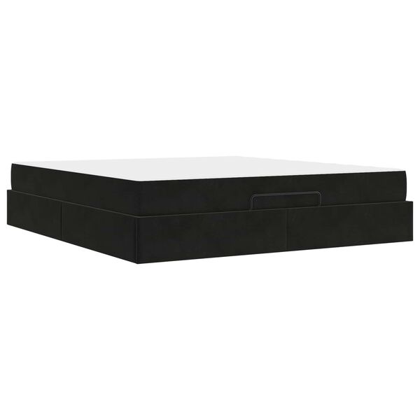 vidaXL Bedframe met matras met matras 2 pcs Zwart Fluweel