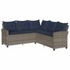 vidaXL Loungebank met kussens L-vormig poly rattan grijs