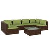 vidaXL 7-delige Loungeset met kussens poly rattan bruin