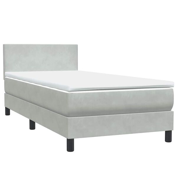 vidaXL Boxspring met matras fluweel lichtgrijs 80x220 cm