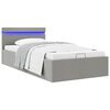 vidaXL Bedframe met opbergruimte en LED stof lichtgrijs 90x200 cm