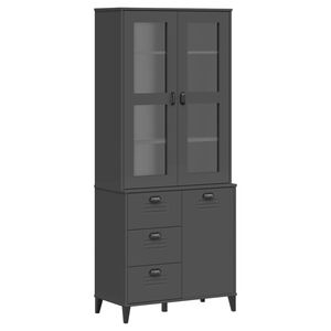 vidaXL Hoge kast VIKEN 80x40x190 cm massief grenenhout antracietgrijs