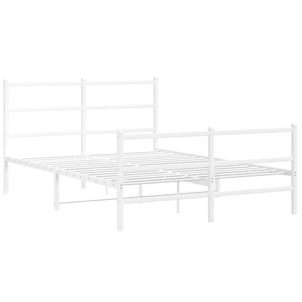 vidaXL Bedframe met hoofd- en voeteneinde&nbsp;metaal wit 135x190 cm