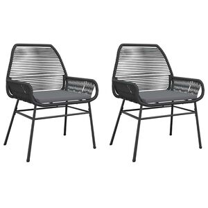 vidaXL Tuinstoelen 2 st met kussens poly rattan zwart