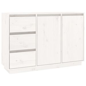 vidaXL Dressoir 111x34x75 cm massief grenenhout wit
