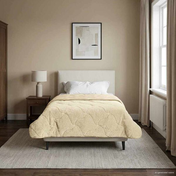 vidaXL Zomer Dekbed Cr&egrave;me 155 x 200 cm Microfiber en Teddy fleece