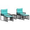vidaXL Buitenmeubelset 11 pcs Zwart en Turquoise poly rattan