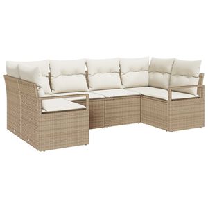 vidaXL Tuinbankenset met kussen 6 pcs Beige en Wit poly rattan