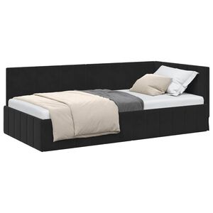 vidaXL Hoekbedframe met hoofdeinde Zwart 90 cm x 190 cm Fluweel