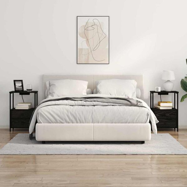 vidaXL Nachtkastje met lade Zwart Eiken 40 x 31 x 60 cm Bewerkt hout