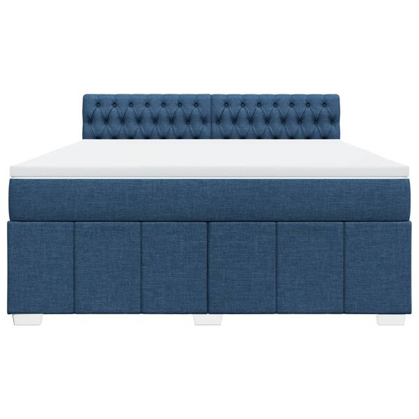 vidaXL Boxspring met matras stof blauw 180x200 cm
