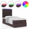 vidaXL Bed poef met matras en LED's 90x200 cm stof donkerbruin