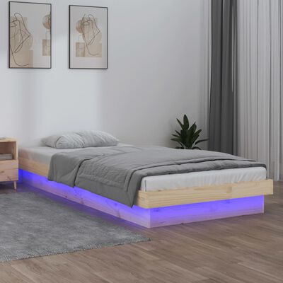 vidaXL Bedframe LED massief hout 90x190 cm